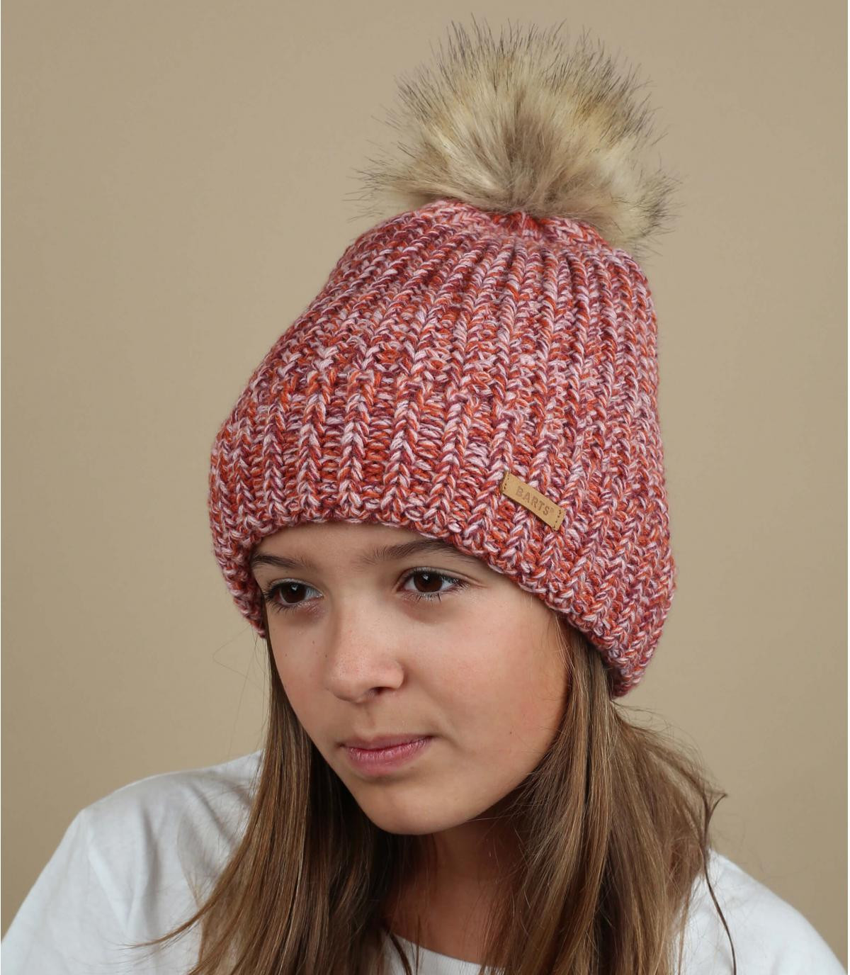muts van pompommeisje roze pompo Kids Hattie Beanie rust muts van pompommeisje roze pompo Kids Hattie Beanie rust